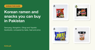 Korean ramen and snacks you can buy in Pakistan: Shin Ramyun, Samyang Buldak, Ottogi Jin Ramen and Yopokki tteokbokki