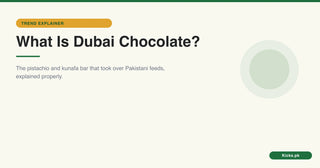 Dubai chocolate explained for buyers in Pakistan, the viral pistachio and kunafa bar