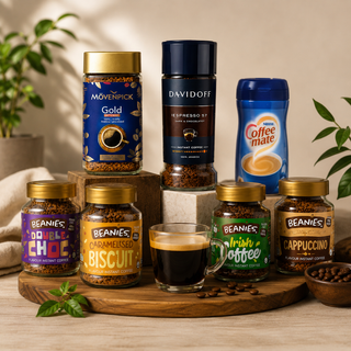 Imported coffee in Pakistan: Beanies flavoured coffee jars, Movenpick Gold and Davidoff