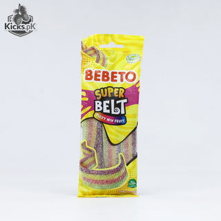 Bebeto Super Belt Fizzy Mix Fruit Candy 75G, imported candy in Pakistan