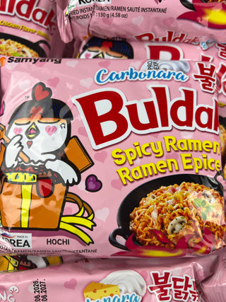 Buldak Hot Chicken Spicy ramen ramen Epice Carbonara Flavour Noodles 130g | Creamy Korean Spicy Ramen samyang