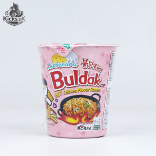 Buldak pink Carbonara Hot Chicken cup bowl Flavour Ramen 80 G, Korean and Asian instant noodles in Pakistan
