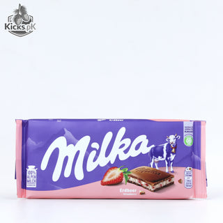 Milka Erdbeer Strawberry Chocolate Bar 100G, imported snack in Pakistan