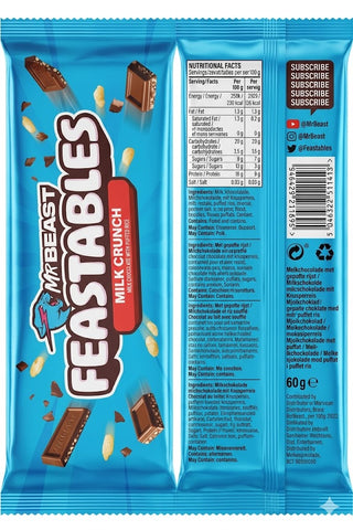 Feastables MrBeast Milk Crunch Chocolate Bar 60g, imported chocolate, view 3