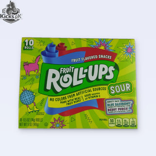 Fruit Roll-Ups Sour Fruit Flavored Snacks Variety Pack 141g | Blue Razzberry and Berry Punch, 10 Rolls