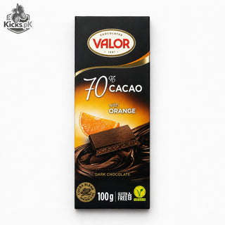 VALOR Dark Chocolate 70% Cacao with Orange 100 GM, imported chocolate in Pakistan