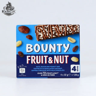 Bounty Fruit & Nut Bars 4 x 32g | Date, Raisin & Peanut Bar with Desiccated Coconut in Milk Chocolate