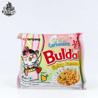 Samyang Buldak Cream Carbonara Hot Chicken Flavour Noodles 140g, Korean and Asian instant noodles in Pakistan