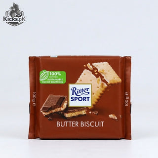 Ritter Sport Butter Biscuit Chocolate 100g | Creamy Milk Chocolate with Crunchy Biscuit