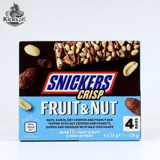 Snickers Crisp Fruit & Nut Bars 4 x 32g | Date, Raisin, Soy Crispies & Peanut Bar with Milk Chocolate