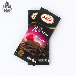 VALOR Dark Chocolate 70% Cacao with Raspberry 100 GM, imported chocolate, view 2