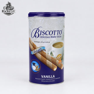 Biscotto Vanilla Wafer Sticks 370g, imported biscuits in Pakistan