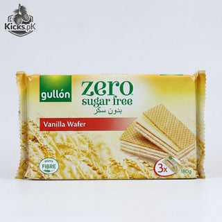 Gullón Zero Sugar Free Vanilla Wafer 180g | Crispy Wafers with Creamy Vanilla Filling | High in Fibre | 3x Pack